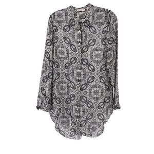 Sass & Bide Silk Button Up Blouse White Black Beetle Pattern Womens US Size 4